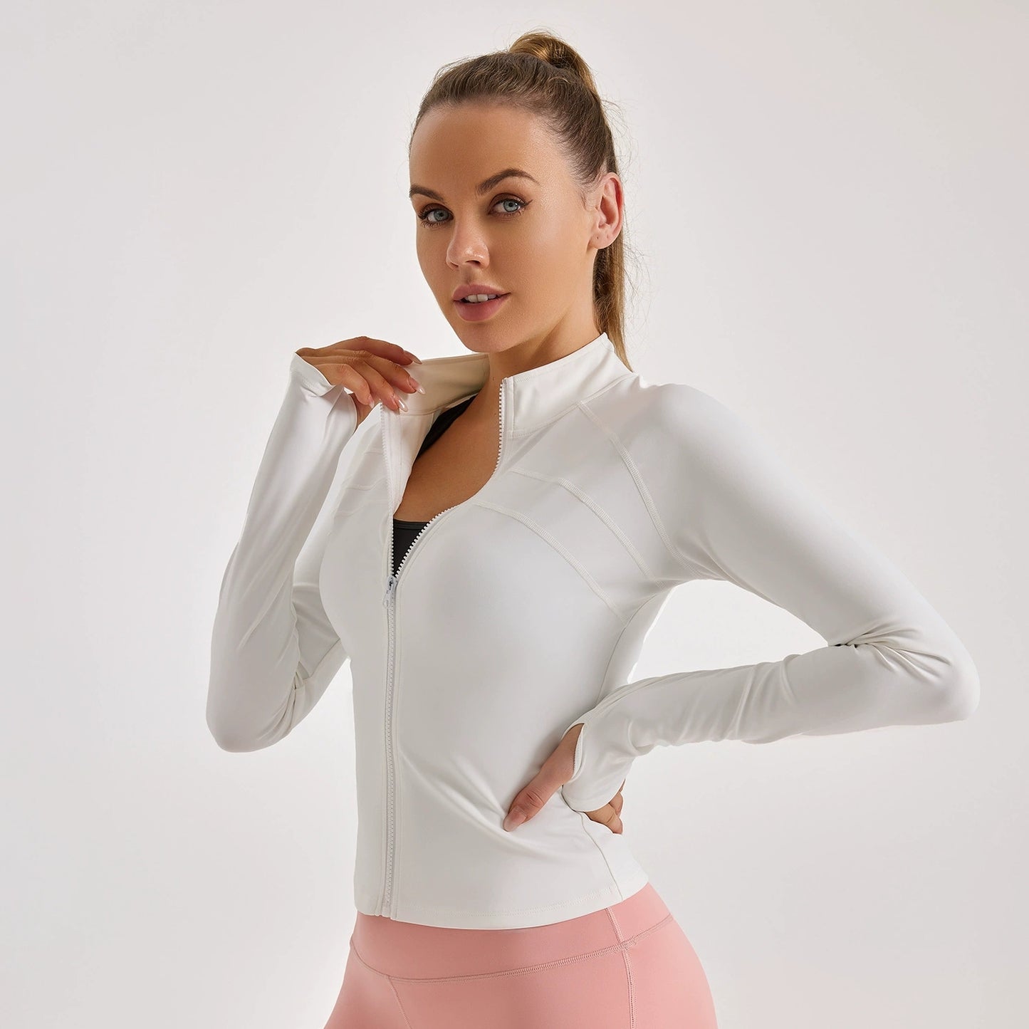 Sinceshe Zipper sports jacket stretch tight sports top yoga clothes women