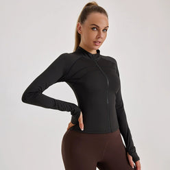Sinceshe Zipper sports jacket stretch tight sports top yoga clothes women
