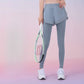Sinceshe Fake two-piece sports leggings pocket pants nude fitness trousers high waist hip yoga pants women