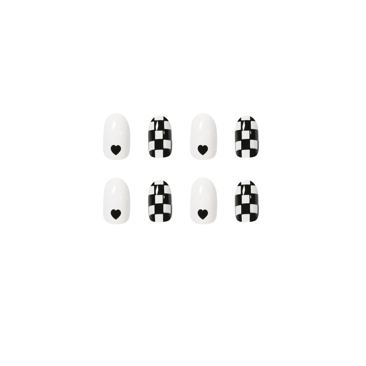 Black and white checkerboard False Nail