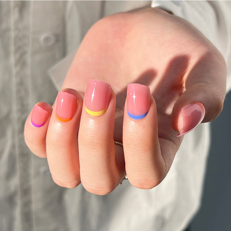 Multicolor French False Nail