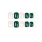 Simple and fresh green and white flowers False Nail