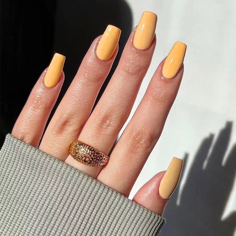 Yellow Short Ballet False Nail
