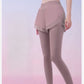 Sinceshe Fake two-piece sports leggings pocket pants nude fitness trousers high waist hip yoga pants women