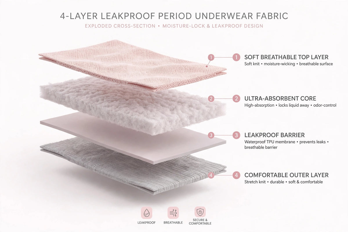 4-layer leakproof structure diagram of period underwear fabric